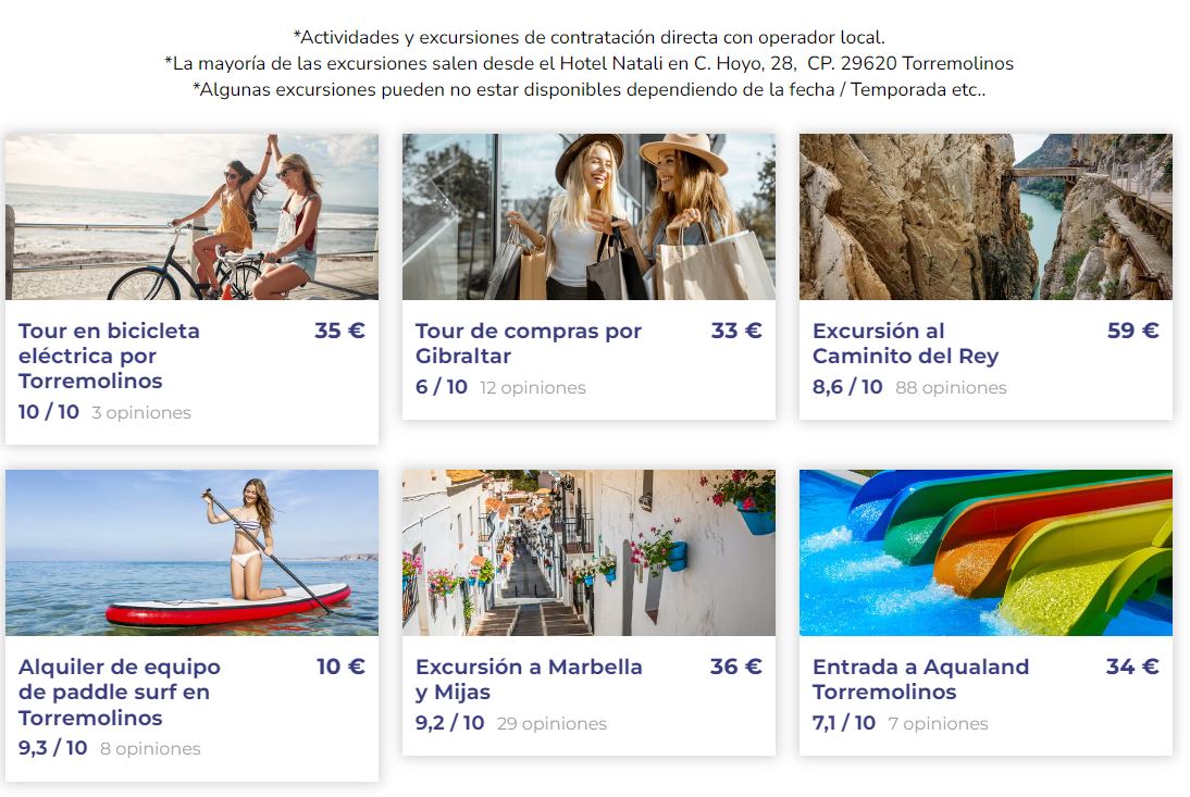 Actividades y excursiones en viajes a torremolinos de vacaciones singles