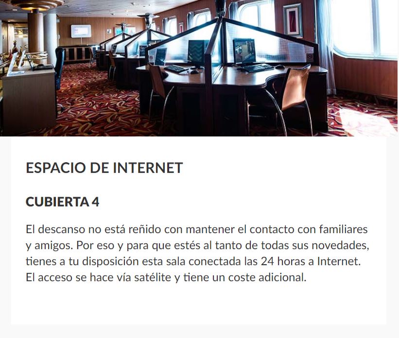 Barco Sovereign Pullmantur Cruceros Mediterraneo Area Internet a bordo