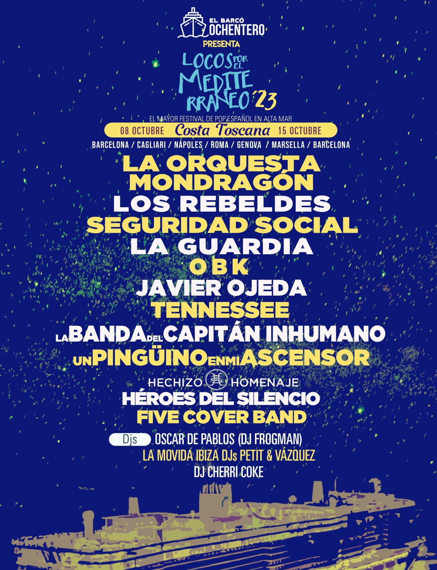 Conciertos Barco Crucero Ochentero 2023 Cartel de artistas