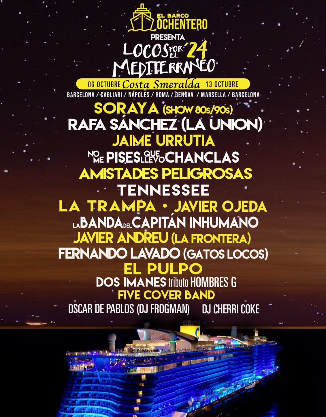 Cartel artistas Crucero Ochentero 2024