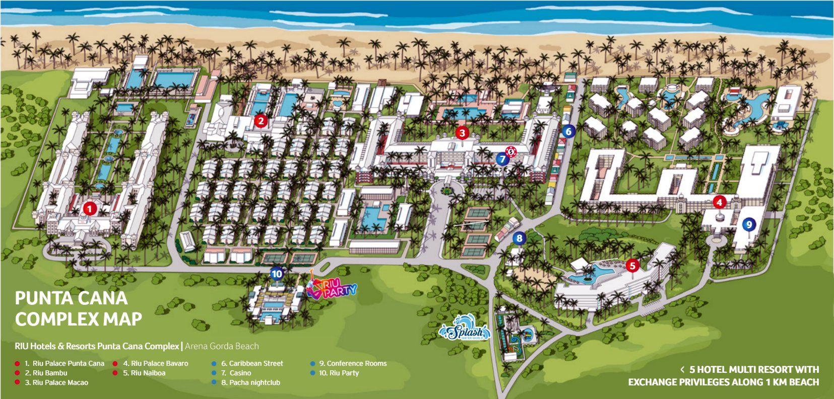 Mapa hoteles Complejo Turustuco Riu Resort Punta Cana