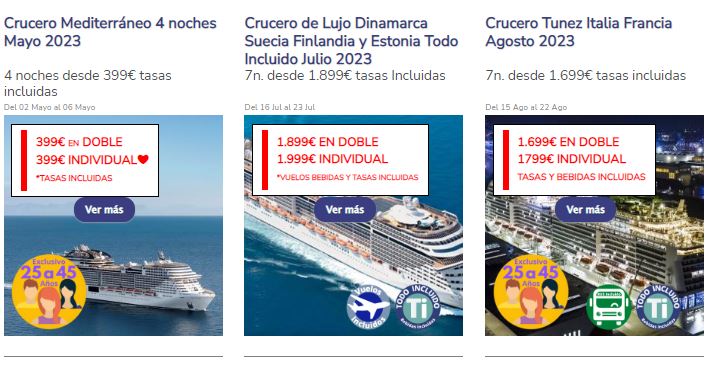 Descuentos en cruceros para grupos, Ofertas de cruceros para grupos