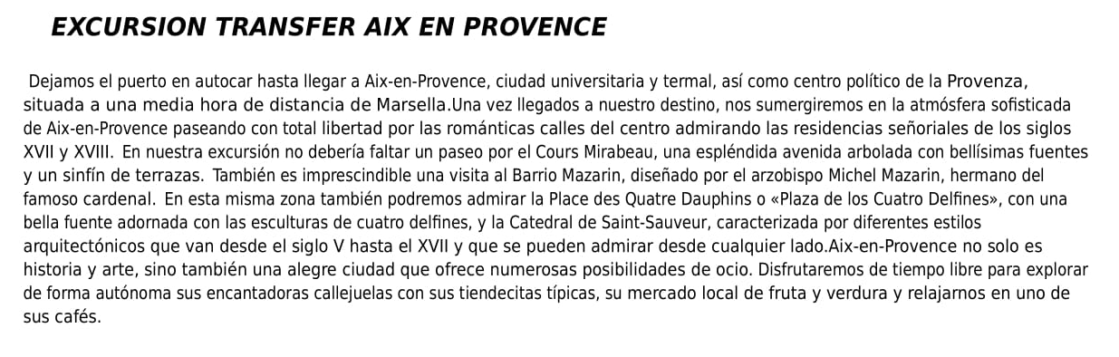 Excursión Provence Barco Ochentero 2018
