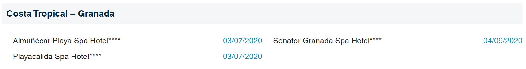 Fechas reapertura hoteles playa senator costa tropical granada B2Bviajes