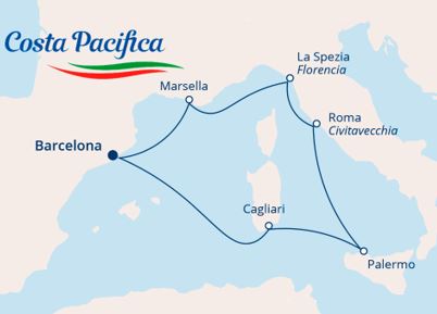 Itinerario Costa Pacifica 2021 desde Barcelona
