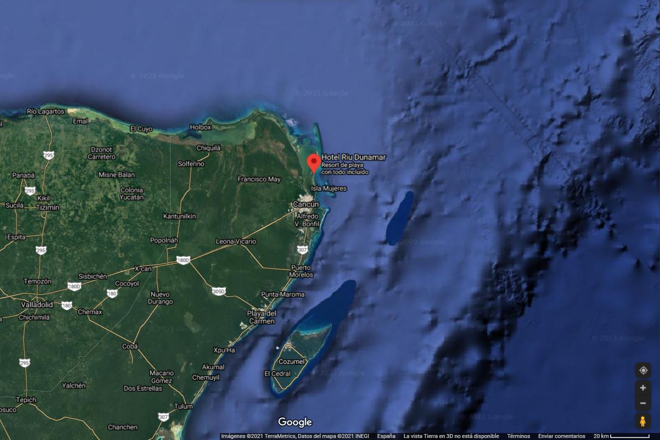 Mapa ubicación como llegar Hotel Riu Dunamar Costa Mujeres Mexico