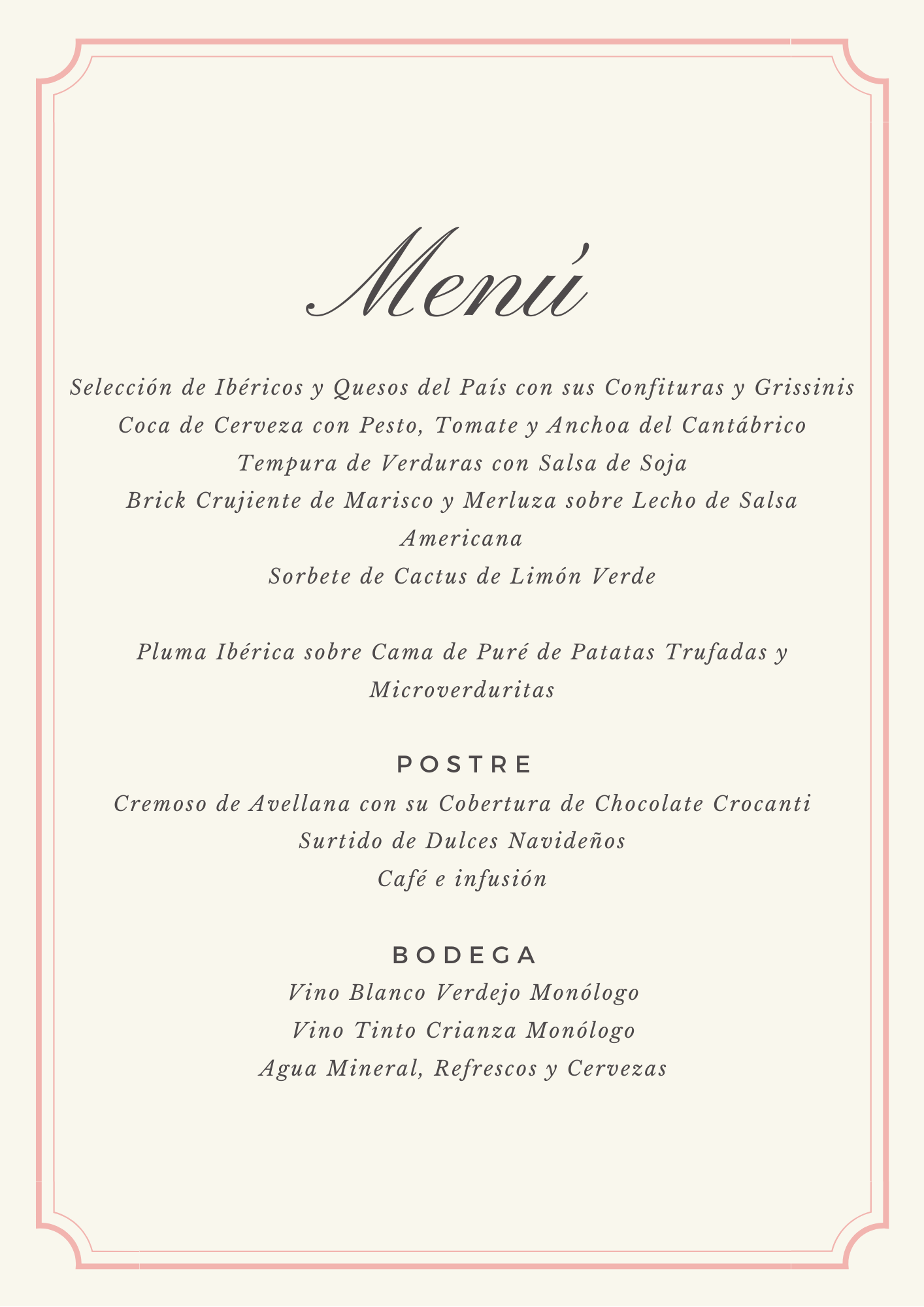 Menu Nochevieja Hotel Eurostar Rey Don Jaime en Valencia