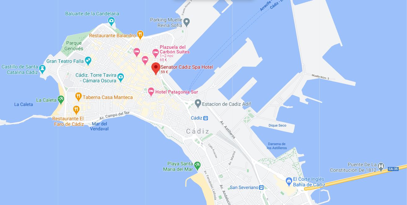 Senator Cádiz Spa Hotel ubicacion b2bviajes